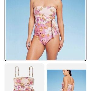 NWT Elegant Pink and White Floral Kona Sol One Piece size 8-10 M